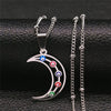 2021 Stainless Steel Colorful Heart Islam Turkey Eyes Necklaces Charm Silver Color Necklace Women Jewelry ojo turco N5209S02