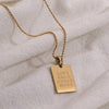 2021 Stainless Steel Inspirational Necklace Gold Plated Engraved Letters Square Pendant Beads Chain Necklace For Women Girls