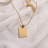 2021 Stainless Steel Inspirational Necklace Gold Plated Engraved Letters Square Pendant Beads Chain Necklace For Women Girls