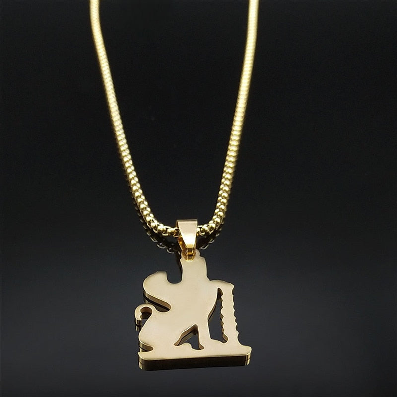 2021 Stainless Steel Mazda Culture Necklaces Pendants Gold Color Persian Empire Religion Zoroastrianism Sphinx Jewelry N4519S05