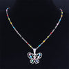2022 Stainless Steel Muslim Colorful Turkey Eye Butterfly Necklaces Women Silver Color Charm Necklace jewlery cadena N5213S04