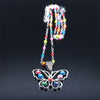 2022 Stainless Steel Muslim Colorful Turkey Eye Butterfly Necklaces Women Silver Color Charm Necklace jewlery cadena N5213S04