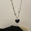 2021 Summer Black Heart Necklace For Women Vintage Pendant Cuban Chain Goth Choker Stainless Steel Jewelry Free Shiping