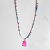 2021 Summer Rainbow Beaded Gummy Bear Pendant Necklace For Women Cute Cartoon Animal Rice Bead Choker Necklaces Boho Jewelry