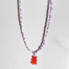 2021 Summer Rainbow Beaded Gummy Bear Pendant Necklace For Women Cute Cartoon Animal Rice Bead Choker Necklaces Boho Jewelry