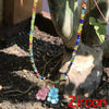 2021 Summer Rainbow Beaded Gummy Bear Pendant Necklace For Women Cute Cartoon Animal Rice Bead Choker Necklaces Boho Jewelry