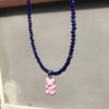 2021 Summer Rainbow Beaded Gummy Bear Pendant Necklace For Women Cute Cartoon Animal Rice Bead Choker Necklaces Boho Jewelry