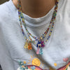 2021 Summer Rainbow Beaded Gummy Bear Pendant Necklace For Women Cute Cartoon Animal Rice Bead Choker Necklaces Boho Jewelry