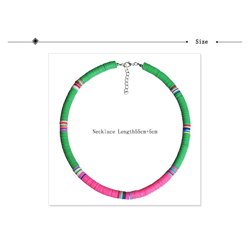 2021 Summer Steampunk Colorful Boho Necklaces for Women Handmade Round Polymer Clay Beads Choker Collares Ladies Boho Jewelry