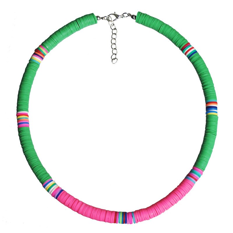 2021 Summer Steampunk Colorful Boho Necklaces for Women Handmade Round Polymer Clay Beads Choker Collares Ladies Boho Jewelry