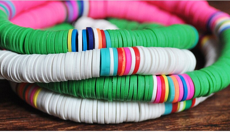 2021 Summer Steampunk Colorful Boho Necklaces for Women Handmade Round Polymer Clay Beads Choker Collares Ladies Boho Jewelry