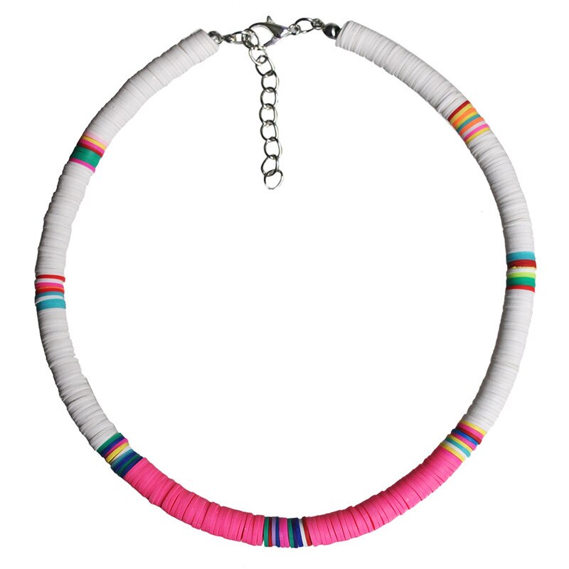 2021 Summer Steampunk Colorful Boho Necklaces for Women Handmade Round Polymer Clay Beads Choker Collares Ladies Boho Jewelry