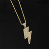 2022 Temperament  Hip Hop Retro Full Zircon Lightning Necklace Gold Men's Party Locomotive Accessories Pendant Necklace Jewelry