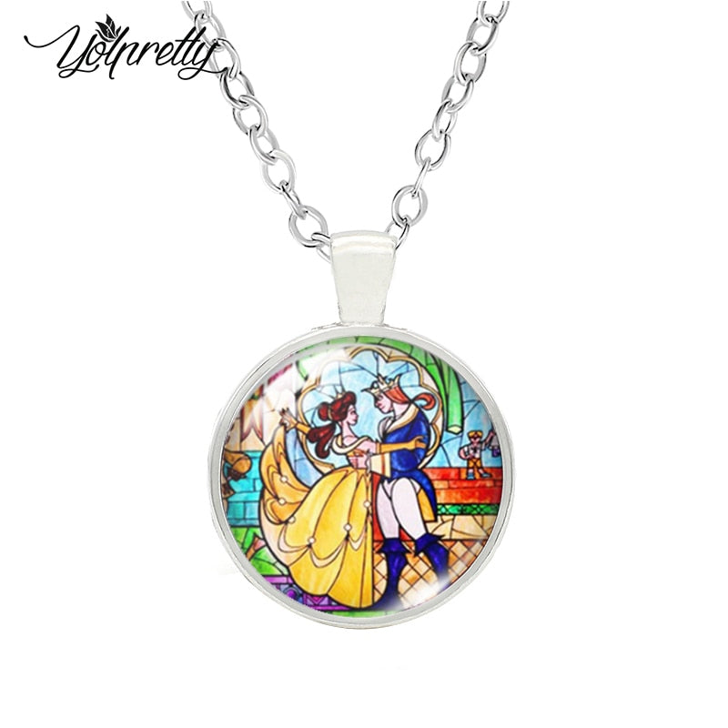 2022 The Beauty and Beast  Glass Cabochon Necklace Necklace Pendants Jewelry