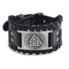 2022 Toten Design Nordic Viking Odin Compass Bracelet for Man Hand-Woven Wide Leather Wristband Adjustable Bangles Punk Jewelry