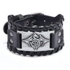 2022 Toten Design Nordic Viking Odin Compass Bracelet for Man Hand-Woven Wide Leather Wristband Adjustable Bangles Punk Jewelry