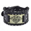 2022 Toten Design Nordic Viking Odin Compass Bracelet for Man Hand-Woven Wide Leather Wristband Adjustable Bangles Punk Jewelry