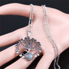 2022 Tree of Life Flash Stone Stainless Steel Charm Necklaces Women Silver Color Pendant Necklace Jewelry collier femme N4320S03
