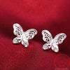2022 Trend 925 Stamp Silver Color Earrings butterfly Ear Stud Womens  Party Jewelry Love Gift Christmas