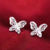 2022 Trend 925 Stamp Silver Color Earrings butterfly Ear Stud Womens  Party Jewelry Love Gift Christmas