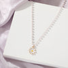 2021 Trend Elegant Jewelry White Imitation Pearl Chain Oil Flower Pendant Necklace Unquie Women  Necklace   X022