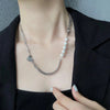 2021 Trend Personality Hip Hop Multilayer Necklace Men Metal Pearl Couple Pendant Silver Color Chain Necklace for Women Jewelry