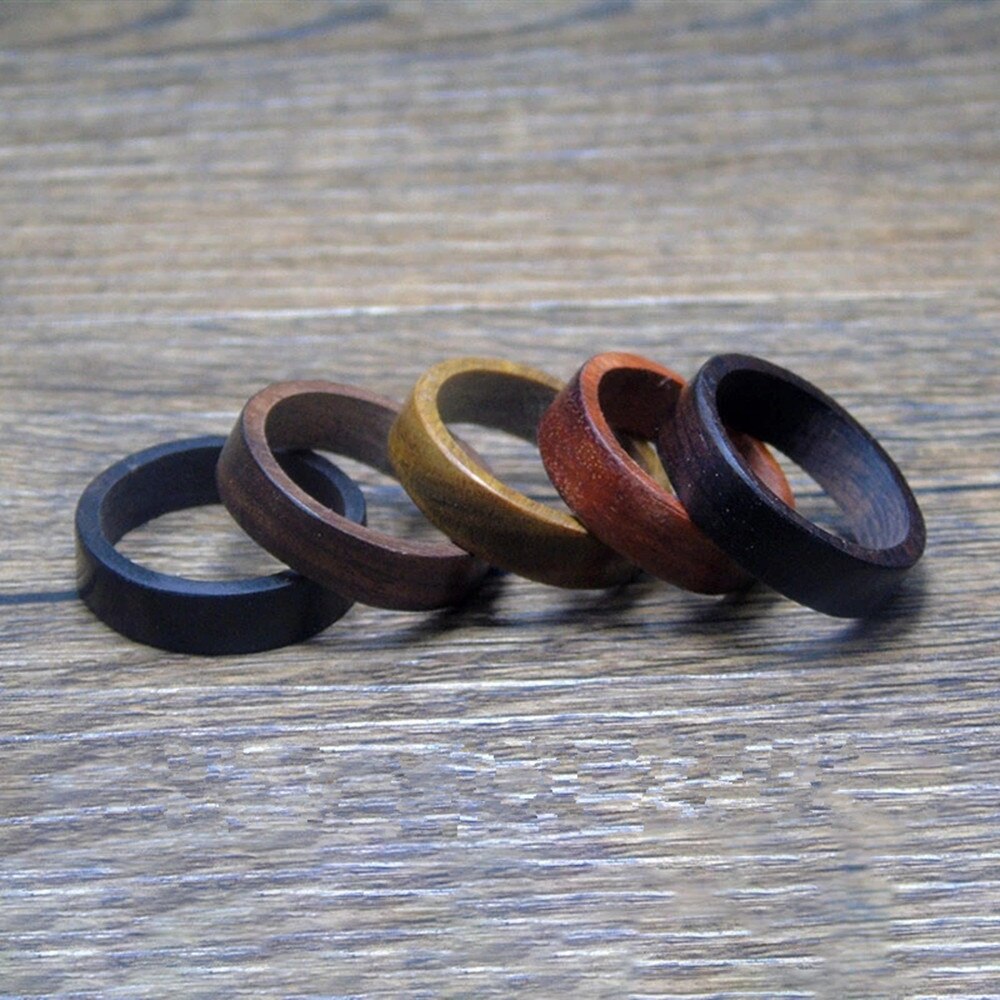 2021 Trend Sandalwood Ebony Natural Wood Rings for Women Pagan Retro Pull Finger Mens Ebony Finger Rings  Jewelry Gifts