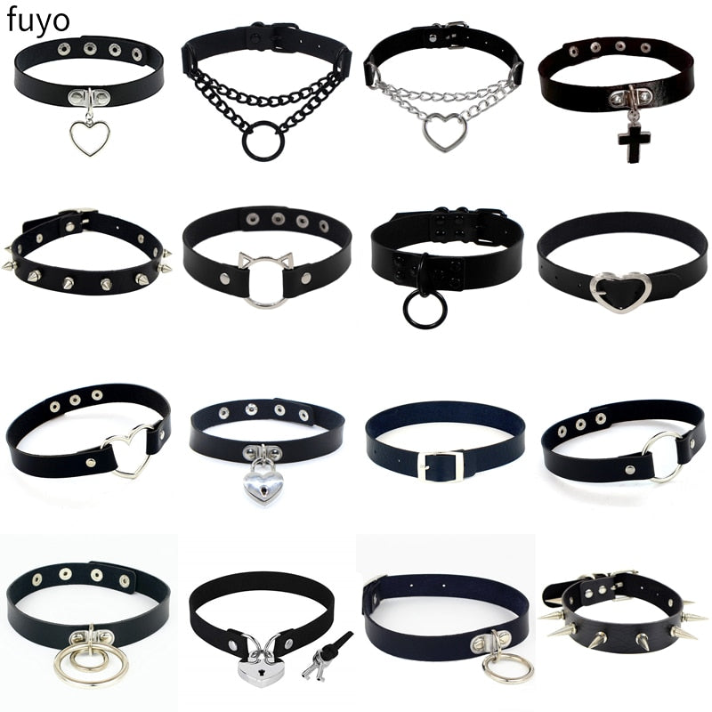 2021 Trend Sexy Punk Choker Necklaces Collar Leather Choker Neck Leather Necklace Bondage Goth Jewelry Women Gothic Accessories