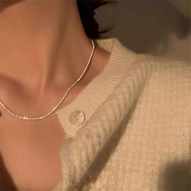 2021 Trend Simple Silver Color Choker Necklace for Women Elegant Clavicle Chain Necklace Casual Jewelry Collier Femme