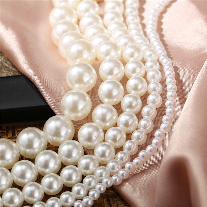 2021 Trendy Big Pearl Necklace For Women White Imitation Pearl Choker