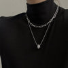 2021 Trendy  Double layer Long Chain Necklace Simple Minimalist Punk Chain Necklace for Women Men Goth Jewelry GifT
