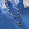 2021 Trendy  Double layer Long Chain Necklace Simple Minimalist Punk Chain Necklace for Women Men Goth Jewelry GifT
