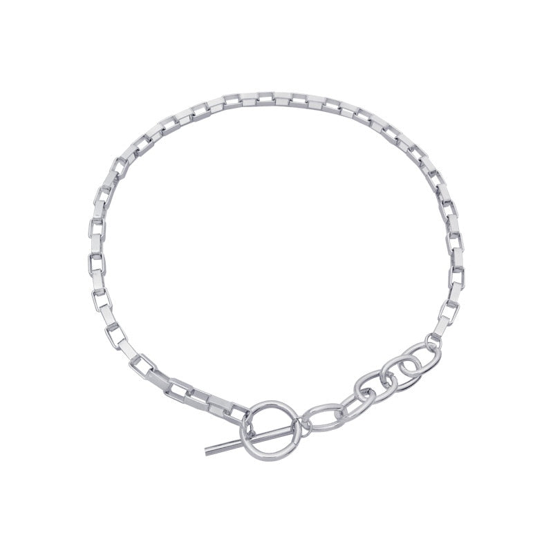 2021 Trendy Hip-Hop Sweater Chain For Couples Metal Basic Punk Link Chain Personality Vintage Clavicle Chain Black Gold Tone