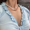 2022 Trendy Pearl Necklace For Women Bohemian Creative Soft pottery Beach Beaded Necklaces Women Jewelry Set Chain Choker Gift