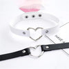 2021 Trendy Simple Heart Choker Necklace PU Leather Colorful Collar Punk Gothic Women Jewelry Handmade Harajuku Party Club 2021