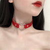 2021 Trendy Simple Heart Choker Necklace PU Leather Colorful Collar Punk Gothic Women Jewelry Handmade Harajuku Party Club 2021