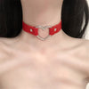 2021 Trendy Simple Heart Choker Necklace PU Leather Colorful Collar Punk Gothic Women Jewelry Handmade Harajuku Party Club 2021