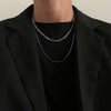 2021 Trendy Stainless stee Double layer Long Chain Necklace Simple Minimalist Punk Chain Necklace for Women Men Goth Jewelry Gif
