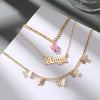 2021 Vintage Multilayer Acrylic Butterfly Choker Necklace  Women Letter Golden Chain Layered Necklace Jewelry Party Gift