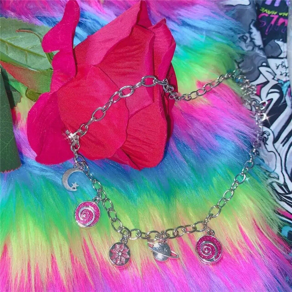 2021 Vintage Punk Cute Candy Pendant Necklaces for Women Simple Harajuku Y2K Necklace Female Metal Chokers Necklace 90s Gift