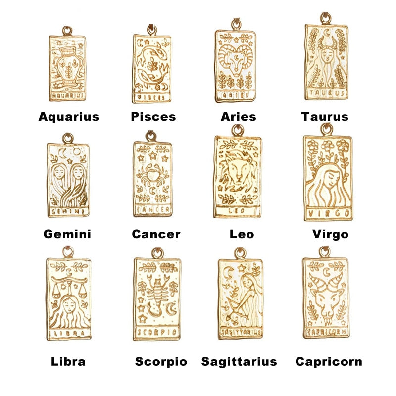 2021 Vintage Zodiac Necklace For Women Gold Stainless Steel 12 Constellation Zodiac Sign Necklace Leo Cancer Virgo Libra Chains