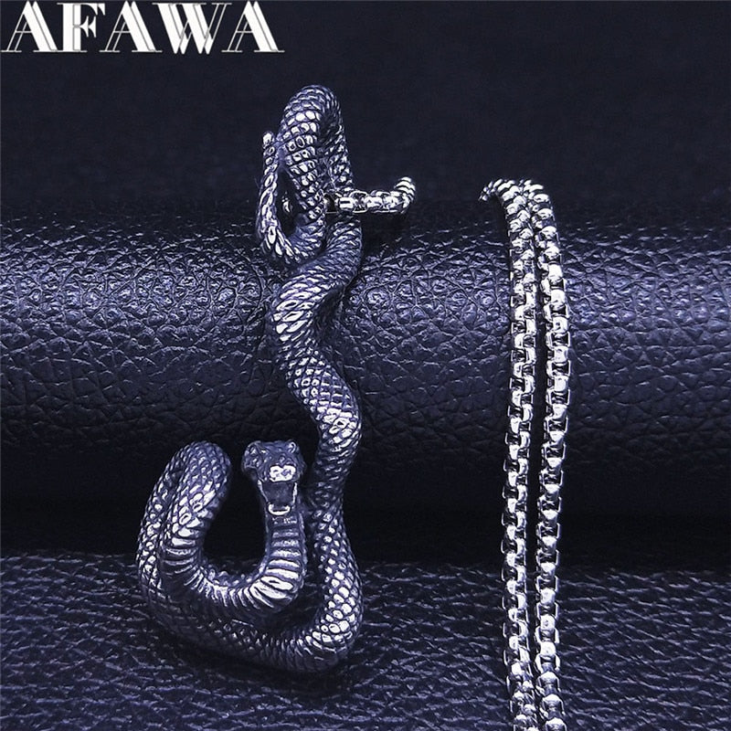 2022 Wicca Cobra Stainless Steel Chain Necklaces Women/Men Silver Color Pendant Necklace Jewelry acero inoxidable joyeria NZZ174