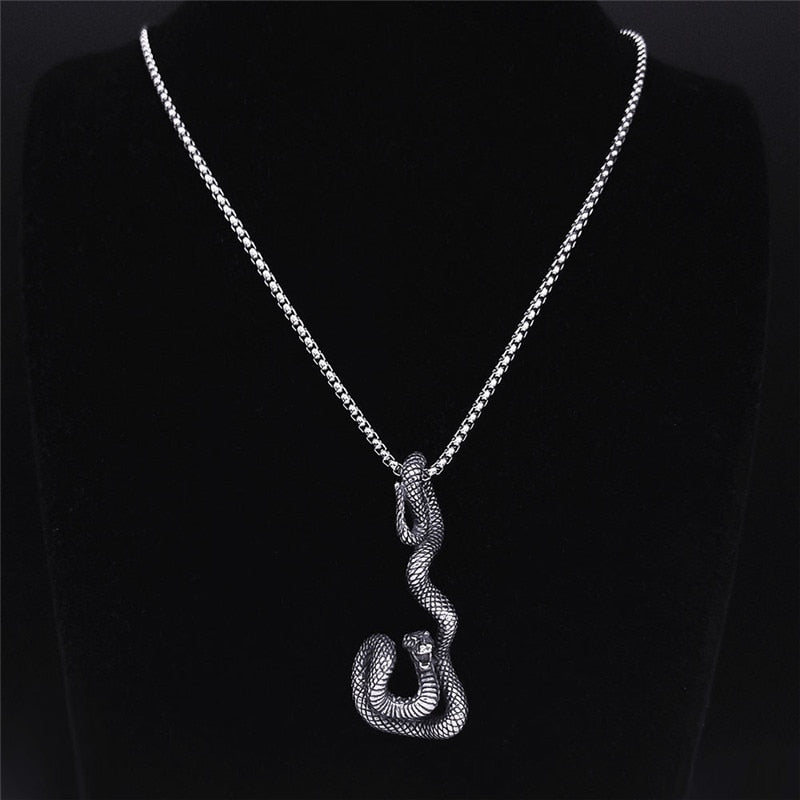2022 Wicca Cobra Stainless Steel Chain Necklaces Women/Men Silver Color Pendant Necklace Jewelry acero inoxidable joyeria NZZ174