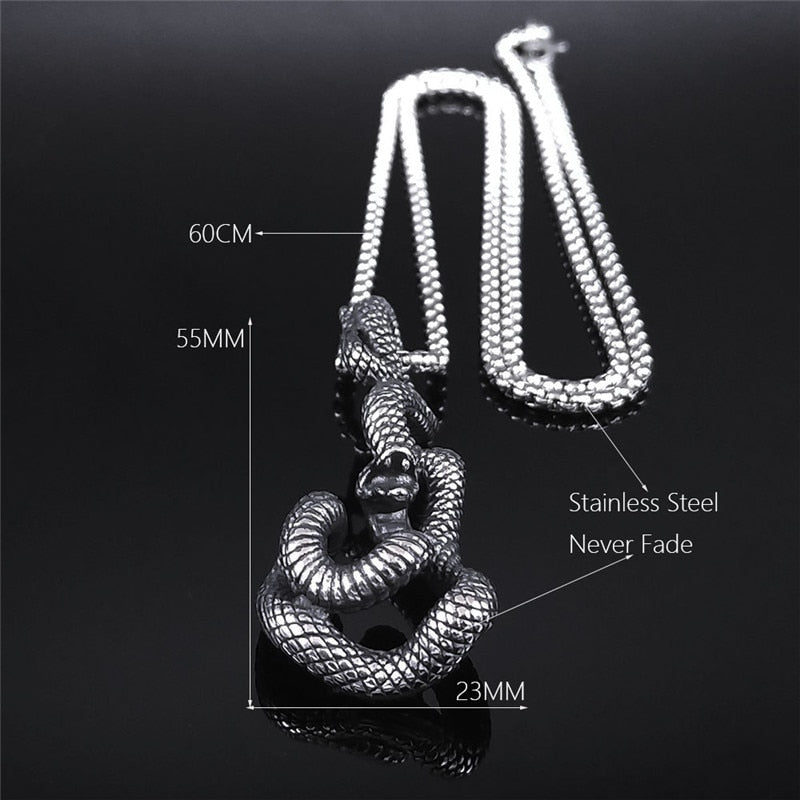 2022 Wicca Cobra Stainless Steel Chain Necklaces Women/Men Silver Color Pendant Necklace Jewelry acero inoxidable joyeria NZZ174