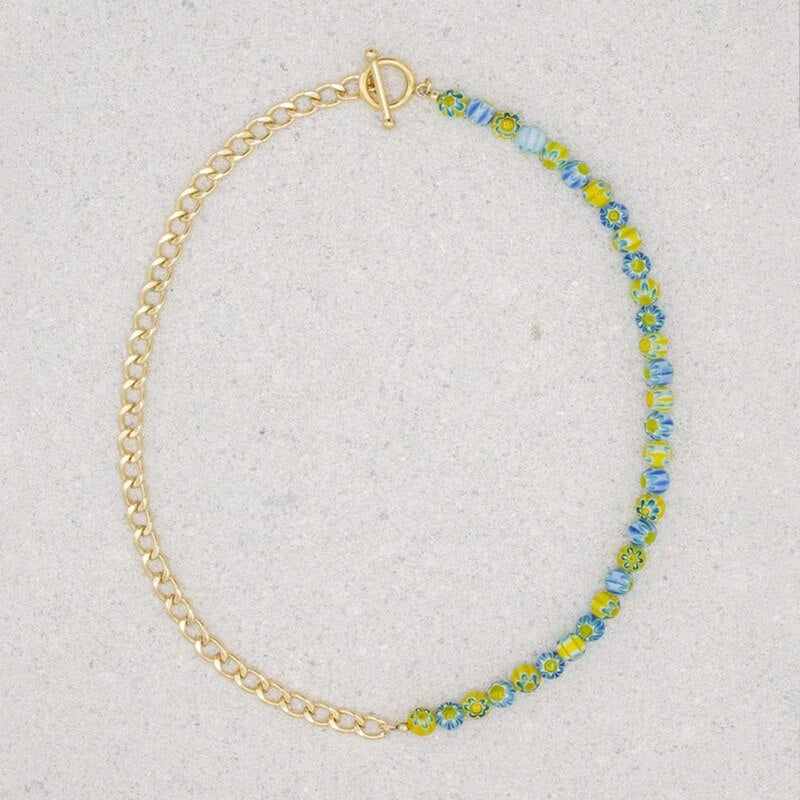 2022 Winter Punk Stainless Steel Chain Necklace Asymmetric Design Printed Beads Bohemian Jewelry acier inoxydable bijoux