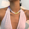 2021 Women Hip-Hop Personality Candy Color Geometric Round Acrylic Necklace Female Gilrs Creative Thick Chain Jewelry