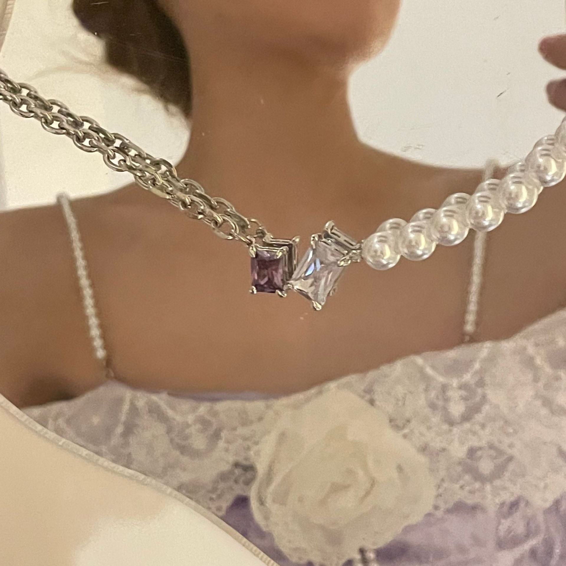 2021 Y2K Jewelry Crystal Metal Choker Necklaces for Women Vintage Simple Clavicle Chain Necklace Female Simple 90s Gifts