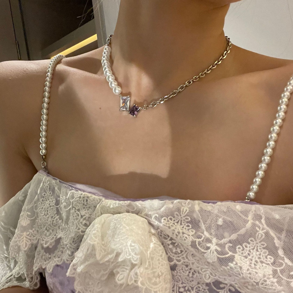 2021 Y2K Jewelry Crystal Metal Choker Necklaces for Women Vintage Simple Clavicle Chain Necklace Female Simple 90s Gifts