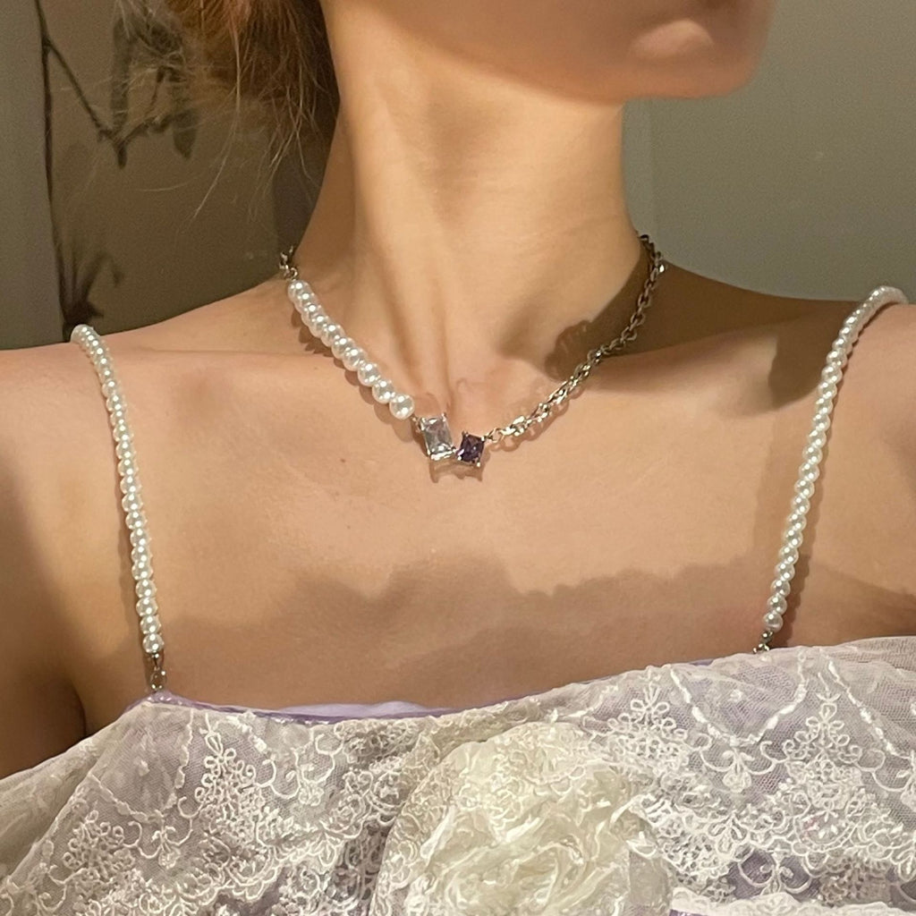 2021 Y2K Jewelry Crystal Metal Choker Necklaces for Women Vintage Simple Clavicle Chain Necklace Female Simple 90s Gifts
