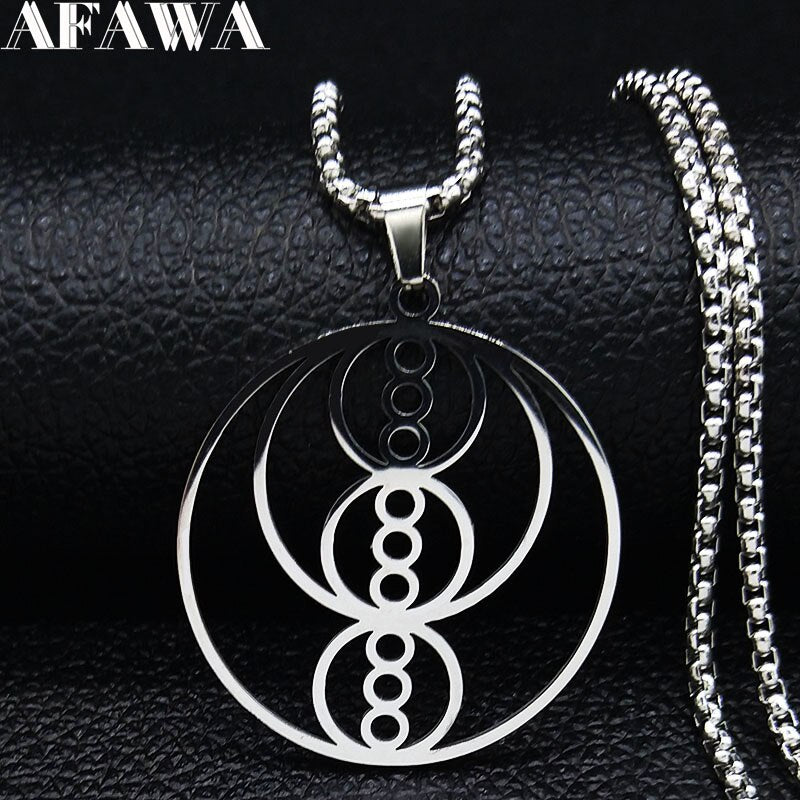 2022 YOGA Reiki Healing Balancing Buddha Stainless Steel Necklace Women Silver Color Statement Necklace Jewerly joyeria N3032S02